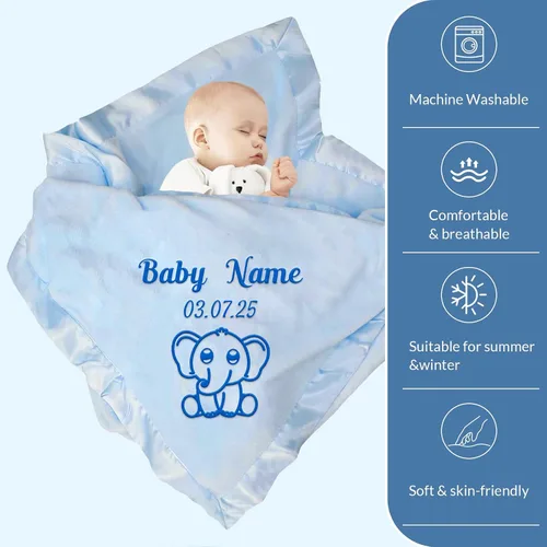 Vista 2 de Mantas de bebé personalizadas con nombre del niño, Mantas personalizadas para niños, Mantas personalizadas para recién nacidos, Mantas para niños