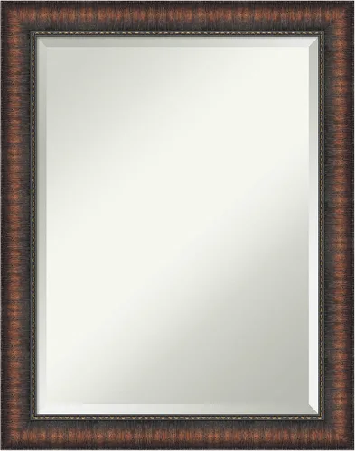 Vista 115 de Amanti Art Espejo de baño marrón para sobre lavabo, espejo rectangular de 24x20 Caleb Brown para tocador, marco rústico pequeño de estilo campestre