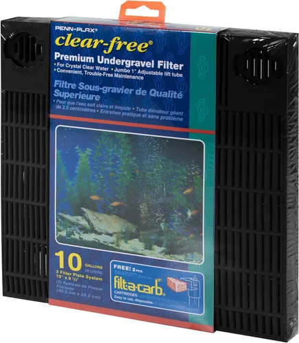 Vista 2 de Penn-Plax Filtro de acuario Undergravel para tanques de 10 galones, dos placas de 9.5 x 9.5 pulgadas, sistema debajo de grava para agua limpia