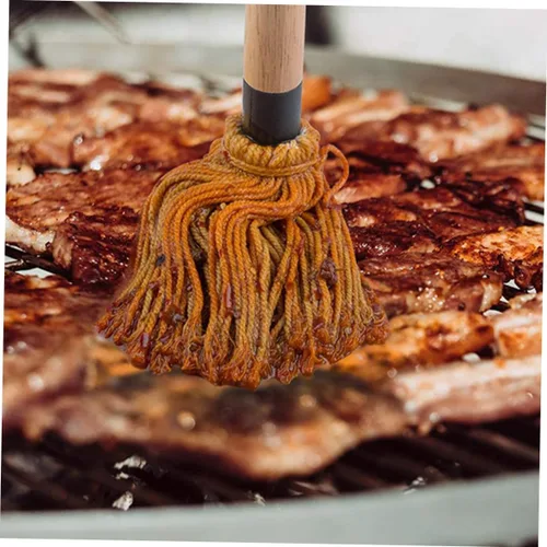 Vista 3 de ABOOFAN Juego de fregona para parrilla, cepillos de barbacoa para salsa Bbq Dipping Brush Basting Mop para asar material de madera de algodón
