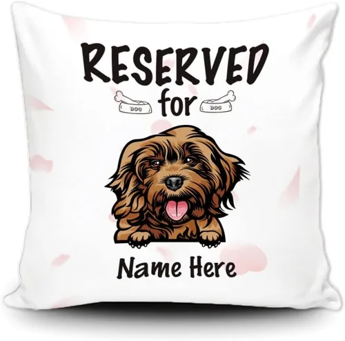Vista 9 de Funda de almohada personalizada reservada para el perro, Cavalier King Charles Spaniel cachorro, funda de almohada de lona blanca para decoración