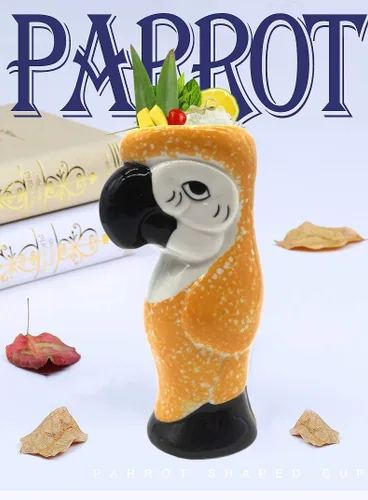 Vista 2 de LINALL Tiki Mugs - Taza de loro Tiki, 25 onzas / 25.4 fl oz, taza de cóctel para Mai Tai, Punch, piña colada y bebidas tropicales de bar