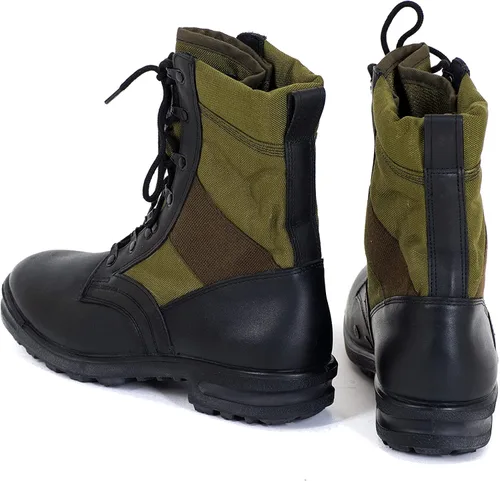 Vista 4 de Botas originales de la selva del ejército alemán para los hombres - BALTES Botas militares de los hombres negroverde - Botas de combate de cuero