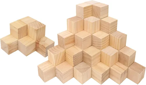 Vista 11 de 80 cubos de madera de alta calidad de 2 pulgadas, cubos de madera de pino natural para manualidades, bloques de madera listos para proyectos