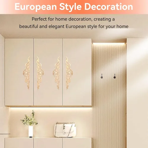 Vista 3 de Onlay de madera, apliques de madera sin pintar y onlays para muebles, apliques decorativos de madera, apliques de madera y onlays muebles Onlay