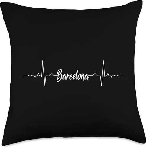 Vista 5 de Barcelona Heartbeat Gift Idea For Barca Heartbeat Design Fan Or Barcelona Resident - Almohada (16 x 16 pulgadas), multicolor