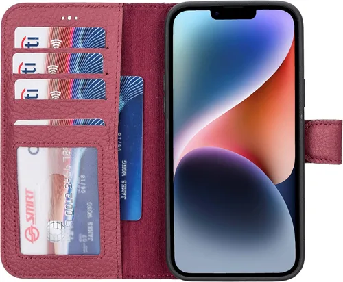 Vista 36 de HARDISTON Funda de piel auténtica hecha a mano compatible con iPhone 11 Pro de 5.8 pulgadas, funda magnética desmontable con tarjeteros - bordes
