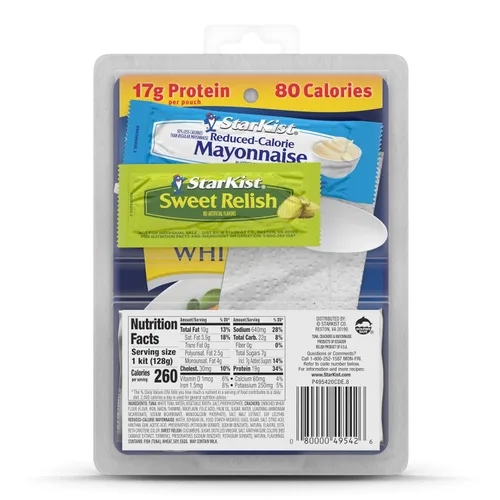 Vista 4 de StarKist Lunch-To-Go Albacore Mezcla tu propia ensalada de atún, kit de 4.5 onzas, 1 paquete 0.67 oz de proteína por porción, listo para comer