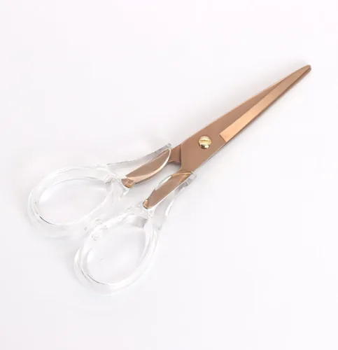Vista 2 de NatSumeBasics Tijeras de oficina transparentes de oro rosa, tijeras multiusos, tijeras profesionales de tela para cortar papel, tela, lona de cuero
