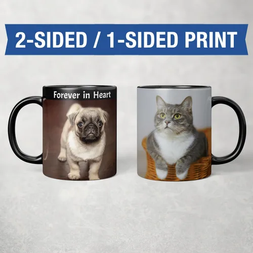 Vista 3 de Taza de café personalizada – Tazas personalizadas con texto en imagen, nombre de foto personalizado, logotipo, taza de cerámica – Cumpleaños, Negro
