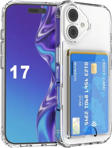 Vista 14 de 【Actualización】 Funda tipo cartera transparente para iPhone 13, antiamarilleo, delgada, parachoques de TPU + funda trasera de policarbonato con 2