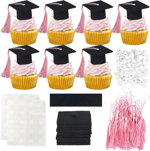 Vista 17 de 24 piezas 2026 temáticas de graduación 2026 decoraciones para cupcakes con purpurina clase de 2026 Diploma Congrats 2026 Tapa de graduación