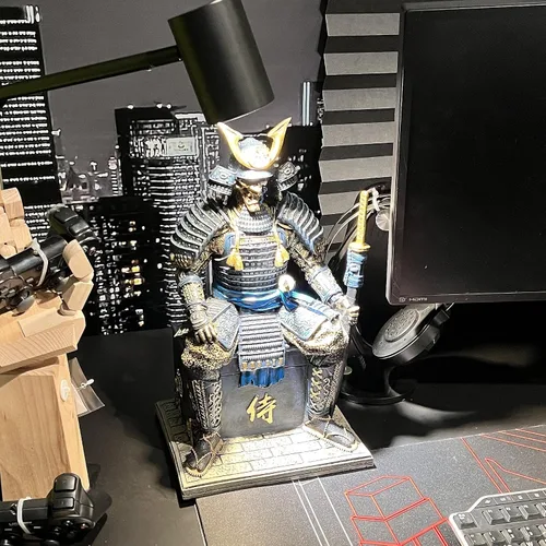Vista 8 de LOOYAR Estatua de guerrero samurai antiguo medieval zombi de resina, figura decorativa artesanal para sala de estar, porche, oficina, escritorio