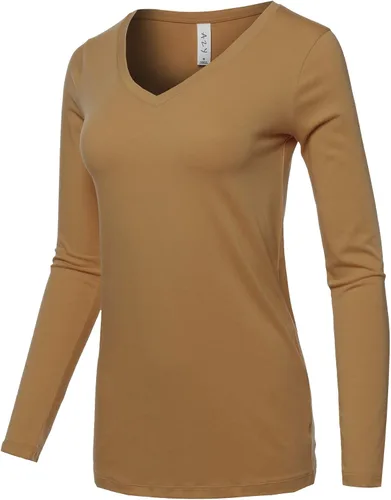 Vista 2 de A2Y Camiseta básica de manga larga de algodón suave y sólido para mujer
