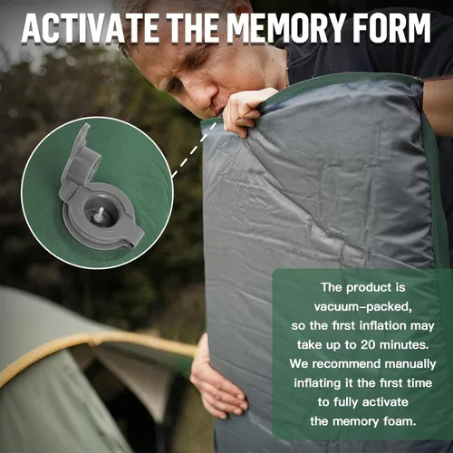 Vista 8 de Night Cat Almohadilla de dormir autoinflable: colchón de camping de espuma viscoelástica individual para senderismo - Cómoda alfombra de camping