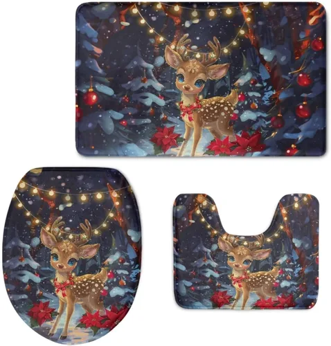 Vista 39 de HUGS IDEA Alfombra de baño, alfombra de baño, alfombra de baño, diseño de bandera estadounidense, mariposa, floral, juego de tapetes de baño