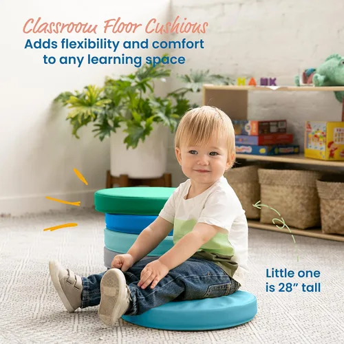 Vista 3 de ECR4Kids SoftZone - Cojines de suelo, redondos, asientos flexibles, contemporáneos, 6 piezas