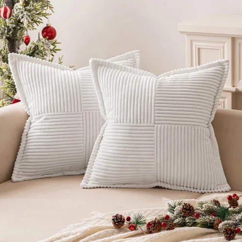 Vista 26 de MIULEE - Juego de 2 fundas de almohada beige de 12 x 12 pulgadas con entretejido, fundas de almohada a rayas bohemias supersuaves con textura