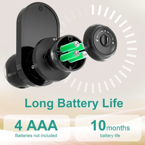 Vista 5 de Cerradura inteligente para puerta de entrada sin llave con perilla, cerradura de puerta con teclado y huella dactilar con mango, código electrónico