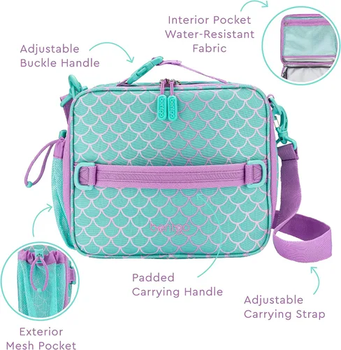 Vista 8 de Bentgo Juego de bolsas de almuerzo aisladas con estampado de lonchera estilo Bento, para niños (escamas de sirena)