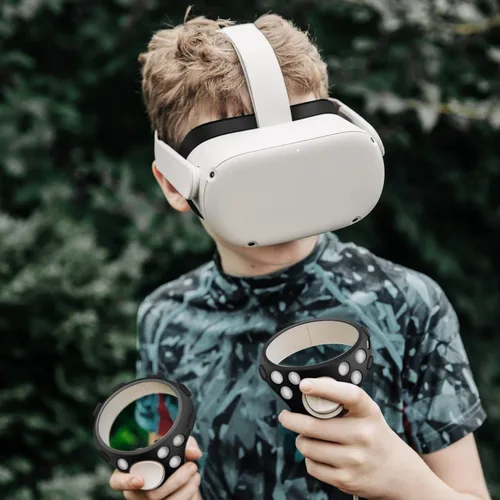 Vista 8 de TNP Silicone Cover Set for Oculus Quest 2 Meta Quest 2 Controller Protector Black 3 in 1 Silicone VR Face Cover Protective Lens Cover VR Headset