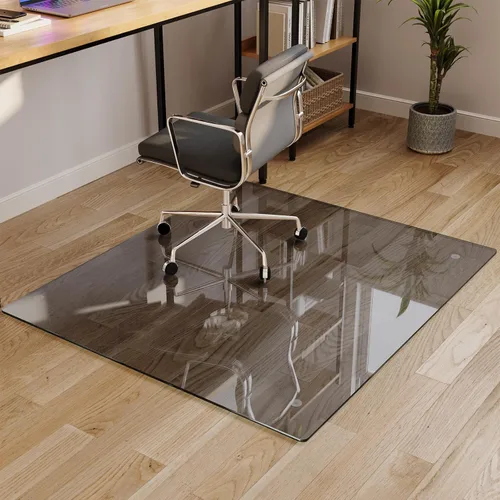 Vista 12 de Koonmi Tapete para silla de vidrio templado para suelos de madera dura y alfombras, 30" x 48" gris, protector de piso de oficina de servicio pesado