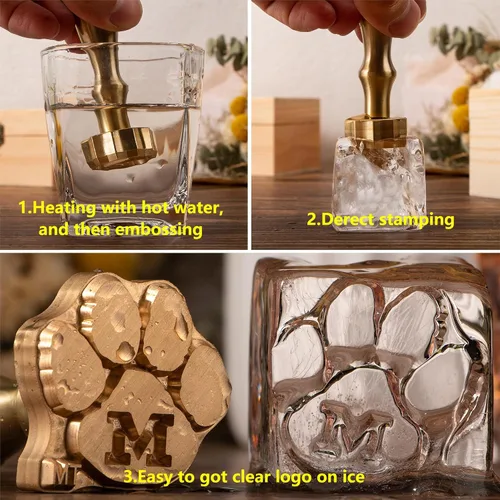 Vista 7 de STAMTECH Sello de hielo personalizado – Sello de hielo personalizado con mango de metal que crea un diseño único de sello de marca de hielo