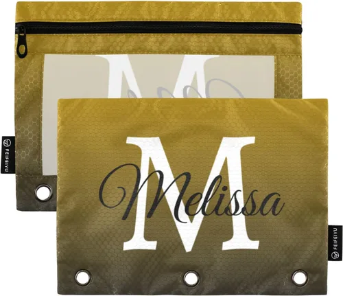 Vista 20 de Estuche para lápices personalizado degradado morado para 3 anillas, bolsa de lápices personalizada con cremallera, estuche transparente