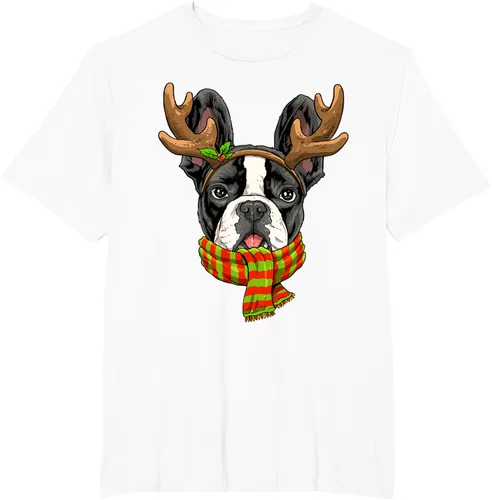 Vista 10 de Camiseta de Navidad para perro Bulldog Francés, Negro, S