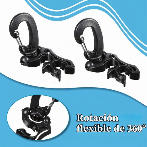Vista 4 de Weewooday Piezas Soporte de manguera de buceo Clip de buceo Accesorios de buceo Clip de manguera doble BCD con hebilla de gancho a presión para Negro