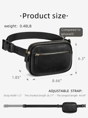 Vista 4 de WESTBRONCO Riñoneras para mujer, riñoneras de moda con correa ajustable, bolsa de cinturón de piel sintética con múltiples bolsillos, bolso cruzado