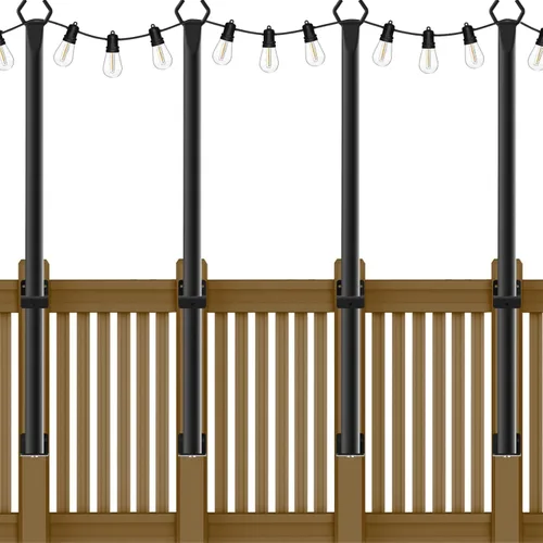 Vista 14 de Paquete de 2 postes para luces de cadena, postes para luces de cadena de 5 pies para exteriores con clips de fijación, postes de metal para luces