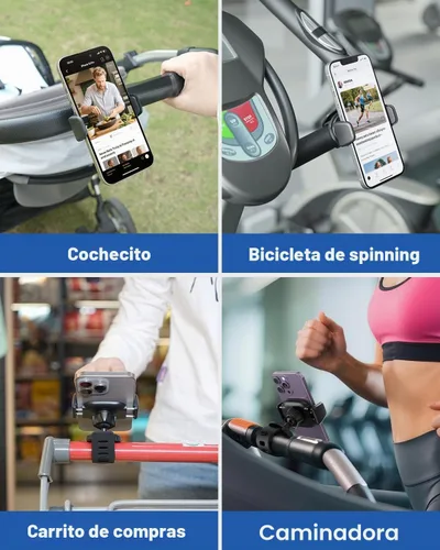 Vista 5 de OQTIQ - Soporte de teléfono para bicicleta Peloton, soporte de teléfono para manillar de bicicleta estática