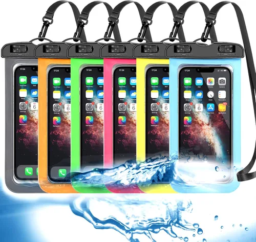 Vista 13 de Paquete de 5 bolsas impermeables universales para teléfono de hasta 8.3 pulgadas, bolsa seca impermeable para teléfono, nivel de protección: IP68