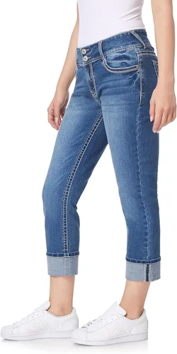 Vista 29 de WallFlower Vaqueros Luscious Curvy de 23.5” de cintura media para mujer, jeans de mezclilla Insta Stretch para juniors Albahaca