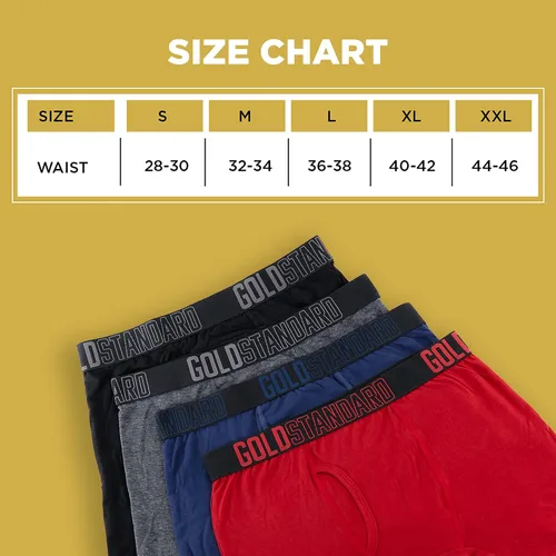 Vista 3 de Gold Standard Paquete de 4 calzoncillos de algodón para hombre, ropa interior para hombre con algodón suave elástico y transpirable de primera