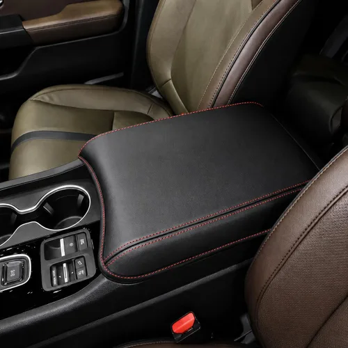 Vista 136 de Great-luck Funda de cuero para consola central, almohadilla para reposabrazos, accesorios de cubierta de caja (costuras rojas) para BMW X1 2023 2024