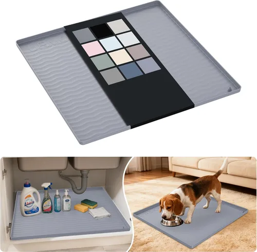 Vista 67 de URMONA - Tapete de silicona impermeable para debajo del fregadero, 16 x 10 Beige