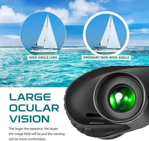 Vista 3 de Prismáticos marinos militares impermeables 7x50, prismáticos Hooway con telémetro interno y brújula para navegación, navegación en barco (negro)