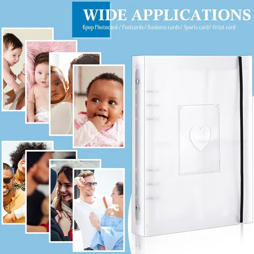 Vista 5 de Spakon Mini álbum de fotos con 20 carpetas interiores de 6 anillos para tarjetas fotográficas A5 Kpop, portatarjetas para libros, carpetas