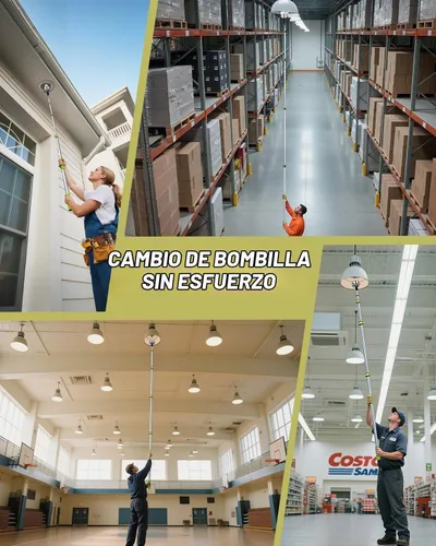 Vista 7 de Cambiador de bombilla para techos altos, kit de poste telescópico de Verde lima: 20 pies