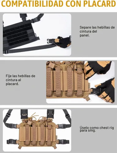 Vista 5 de ONETIGRIS ROC Chest Rig Panel modular táctico con correa de hombro extraíble y correa de cintura