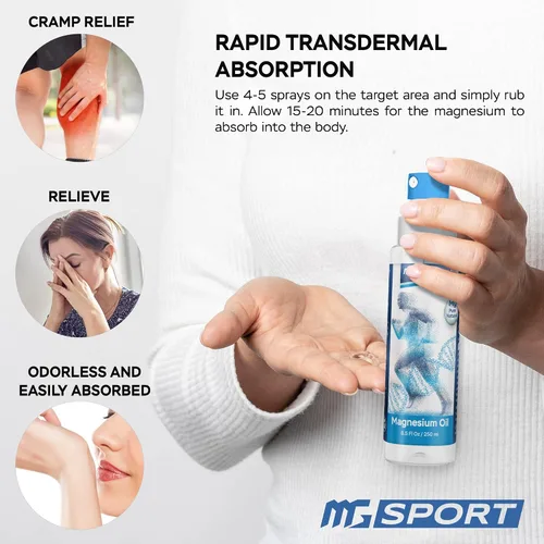 Vista 7 de Suplemento de zinc y magnesio de alta absorción y aceite de magnesio en aerosol, para calambres en las piernas y recuperación muscular
