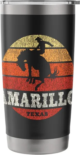 Vista 3 de Amarillo TX Vintage Country Western Retro - Vaso aislado de acero inoxidable