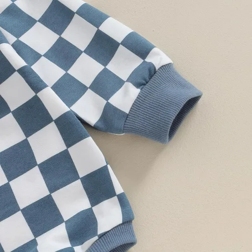 Vista 46 de Karuedoo Sudadera a cuadros para bebé niño y niña, mameluco de gran tamaño, manga larga, con burbujas, ropa neutra para otoño