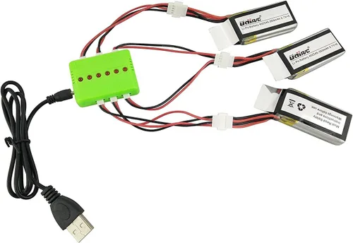 Vista 3 de Accesorios 3 unids 3.7 V 350 mAh Li Batería + 1 Cargador de equilibrio 3 en 1 + 3 piezas Cable de conversión para UDI U818A WiFi FPV U845 U919 U919A