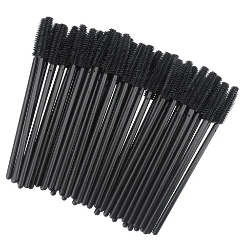Vista 9 de G2PLUS Cepillos de pestañas de silicona, 100 cepillos de rímel negro y verde, varitas aplicadoras de cejas para maquillaje, cuidado personal