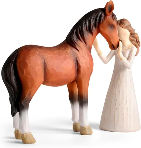 Vista 7 de Regalos de Caballos para Niñas y Mujeres - Figurita de Niña Abrazando Caballos, Regalos para Amantes de los Caballos, Mujeres, Caballos de Resina