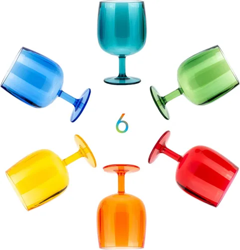 Vista 10 de KOXIN-KARLU Vasos acrílicos clásicos apilables de plástico de 12 onzas, juego de 6 vasos transparentes