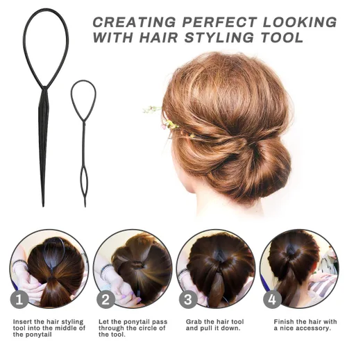 Vista 4 de Kit de 40 herramientas de bricolaje para trenzar y modelar el cabello, accesorios de moda Number-one con herramientas de peinado en espiral
